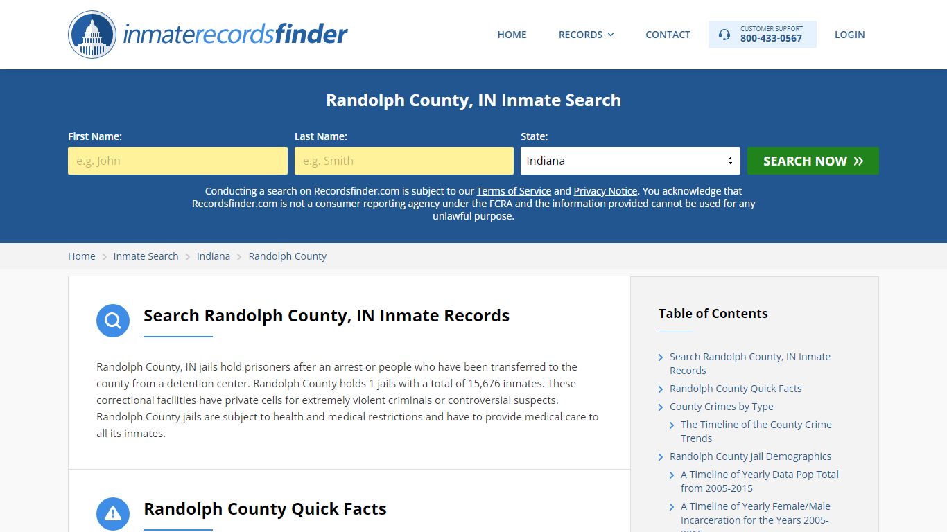 Randolph County, IN Inmate Lookup & Jail Records Online