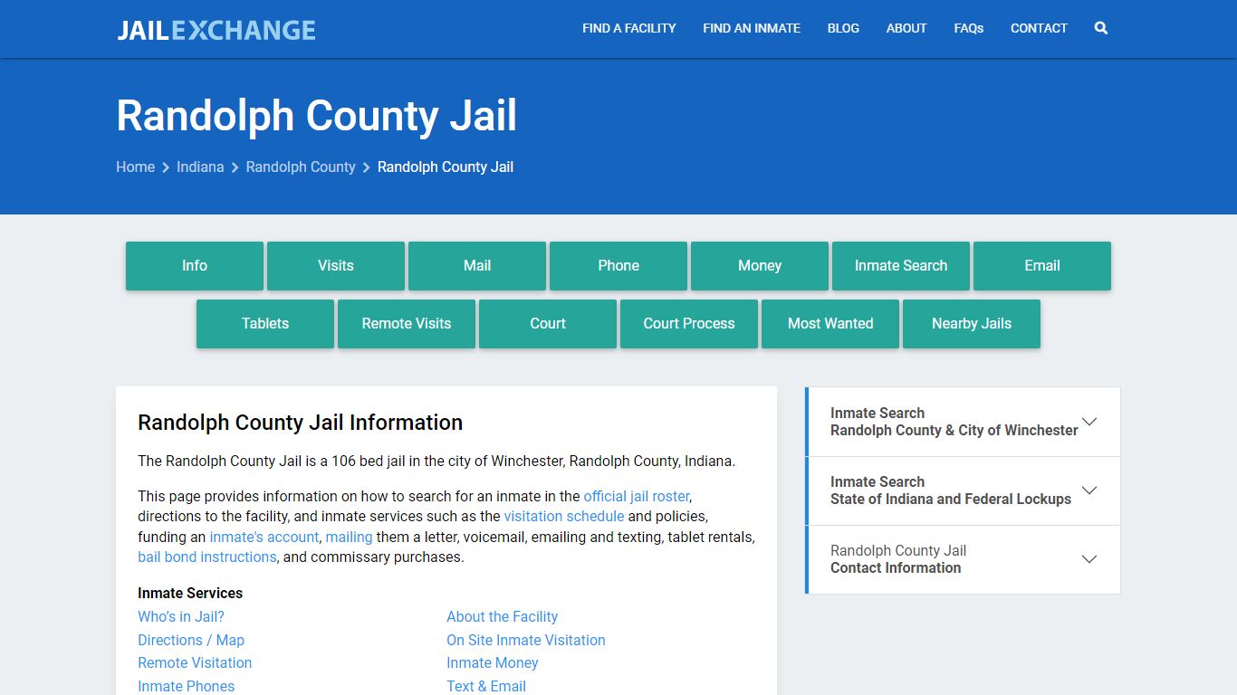Randolph County Jail, IN Inmate Search, Information